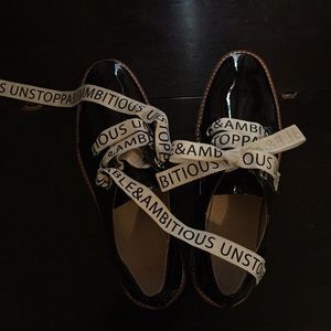 Zara faux patent loafers